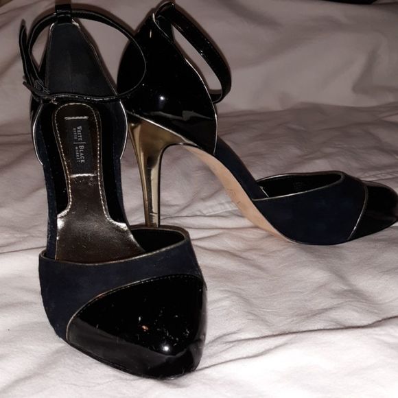 White House Black Market Patent Leather Gold Heels‎ - Picture 1 of 8